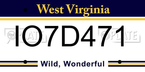 IO7D471 West Virginia License Plate