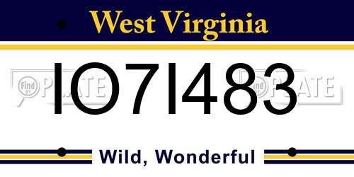 IO7I483 West Virginia License Plate