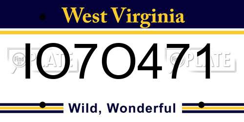 IO7O471 West Virginia License Plate