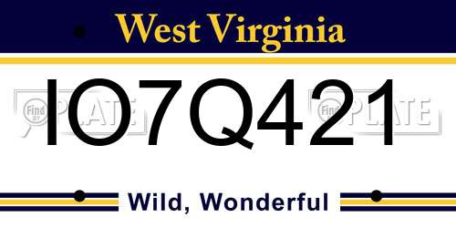 IO7Q421 West Virginia License Plate
