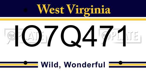 IO7Q471 West Virginia License Plate