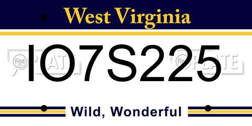 IO7S225 West Virginia License Plate