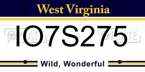 IO7S275 West Virginia License Plate