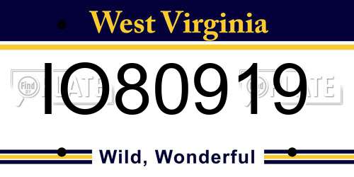IO80919 West Virginia License Plate