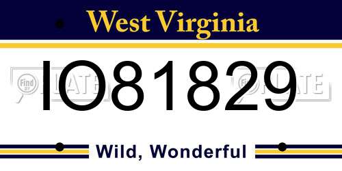 IO81829 West Virginia License Plate