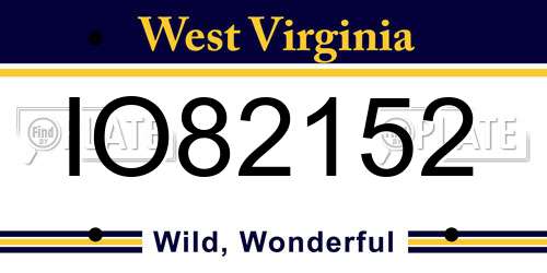IO82152 West Virginia License Plate