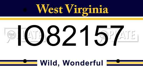 IO82157 West Virginia License Plate