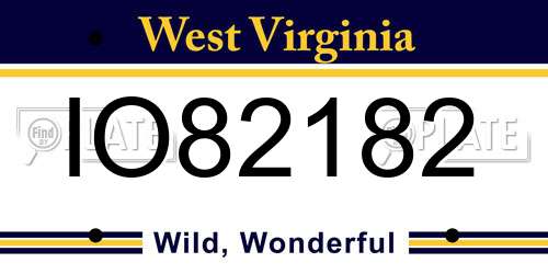 IO82182 West Virginia License Plate