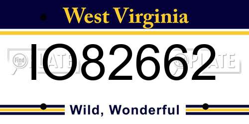 IO82662 West Virginia License Plate