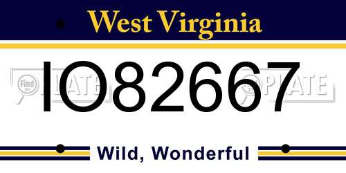 IO82667 West Virginia License Plate