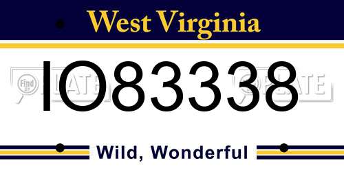 IO83338 West Virginia License Plate