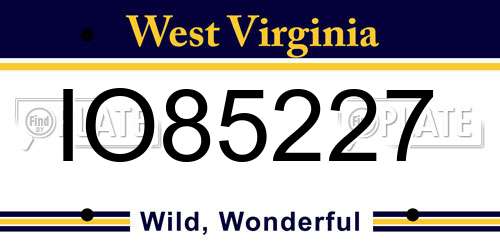 IO85227 West Virginia License Plate