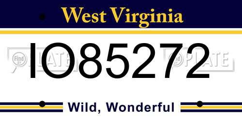 IO85272 West Virginia License Plate