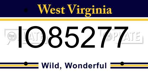IO85277 West Virginia License Plate