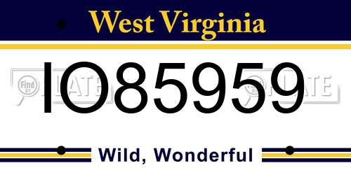 IO85959 West Virginia License Plate