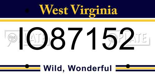 IO87152 West Virginia License Plate