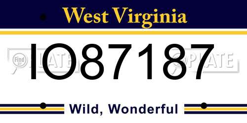 IO87187 West Virginia License Plate