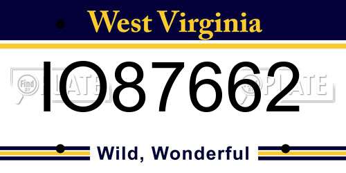 IO87662 West Virginia License Plate