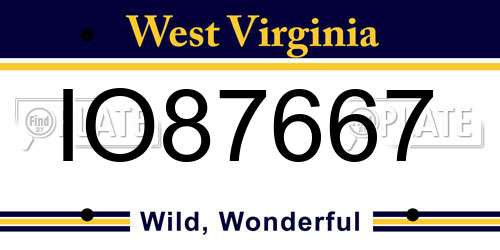 IO87667 West Virginia License Plate
