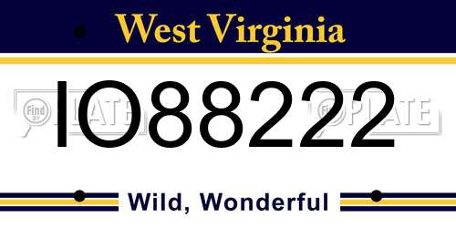 IO88222 West Virginia License Plate