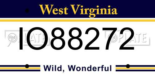 IO88272 West Virginia License Plate