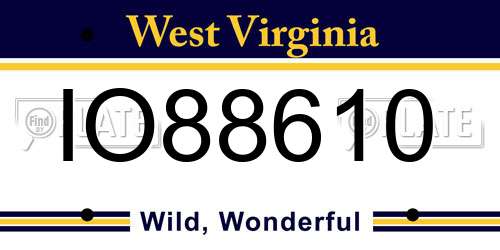 IO88610 West Virginia License Plate