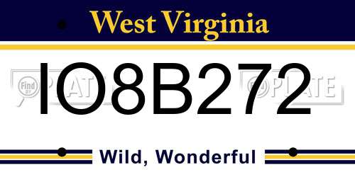 IO8B272 West Virginia License Plate