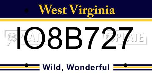 IO8B727 West Virginia License Plate