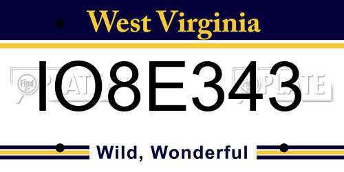 IO8E343 West Virginia License Plate