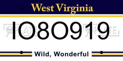 IO8O919 West Virginia License Plate