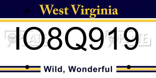 IO8Q919 West Virginia License Plate
