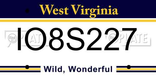 IO8S227 West Virginia License Plate