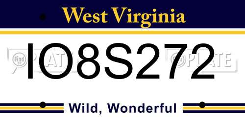 IO8S272 West Virginia License Plate
