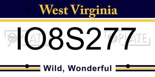 IO8S277 West Virginia License Plate