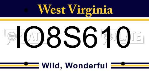 IO8S610 West Virginia License Plate
