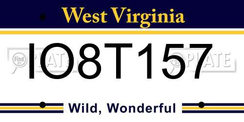 IO8T157 West Virginia License Plate