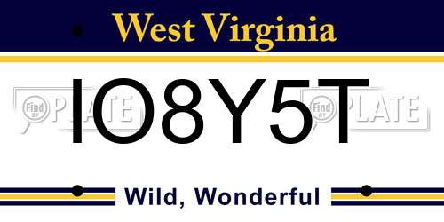IO8Y5T West Virginia License Plate