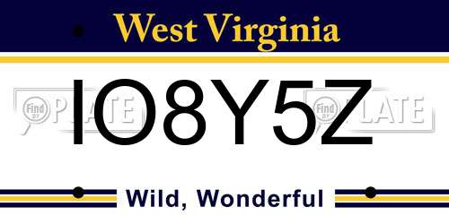IO8Y5Z West Virginia License Plate