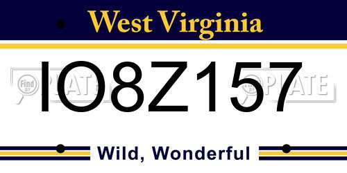 IO8Z157 West Virginia License Plate