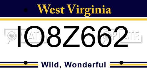 IO8Z662 West Virginia License Plate