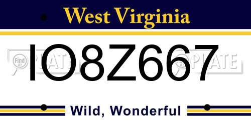 IO8Z667 West Virginia License Plate