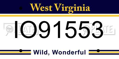 IO91553 West Virginia License Plate