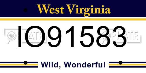 IO91583 West Virginia License Plate