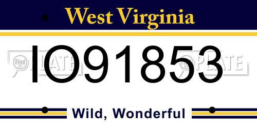 IO91853 West Virginia License Plate