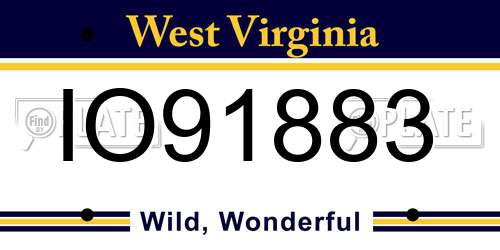 IO91883 West Virginia License Plate