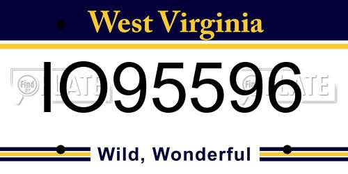 IO95596 West Virginia License Plate