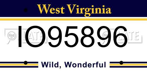 IO95896 West Virginia License Plate
