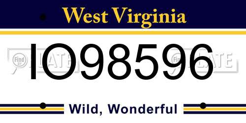 IO98596 West Virginia License Plate