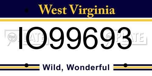 IO99693 West Virginia License Plate