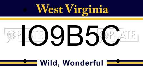 IO9B5C West Virginia License Plate